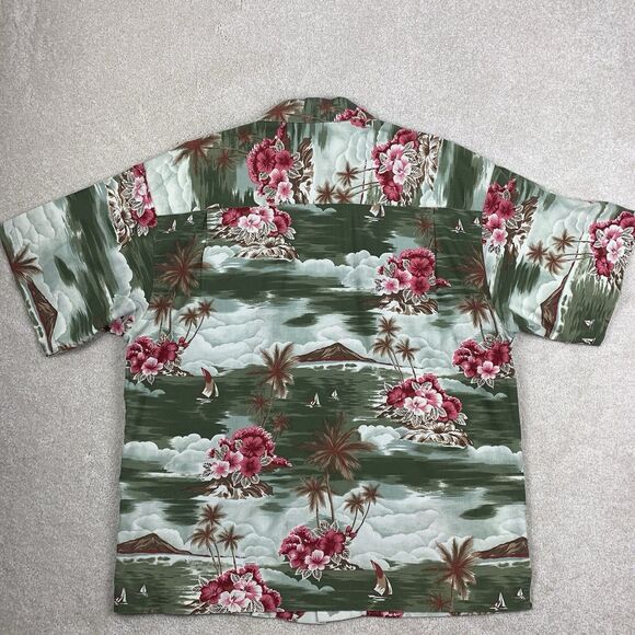 Vtg Quicksilver Hawaiian Loop Camp Shirt Med 90s Resort Tribal Palm Trees Art - Picture 5 of 13